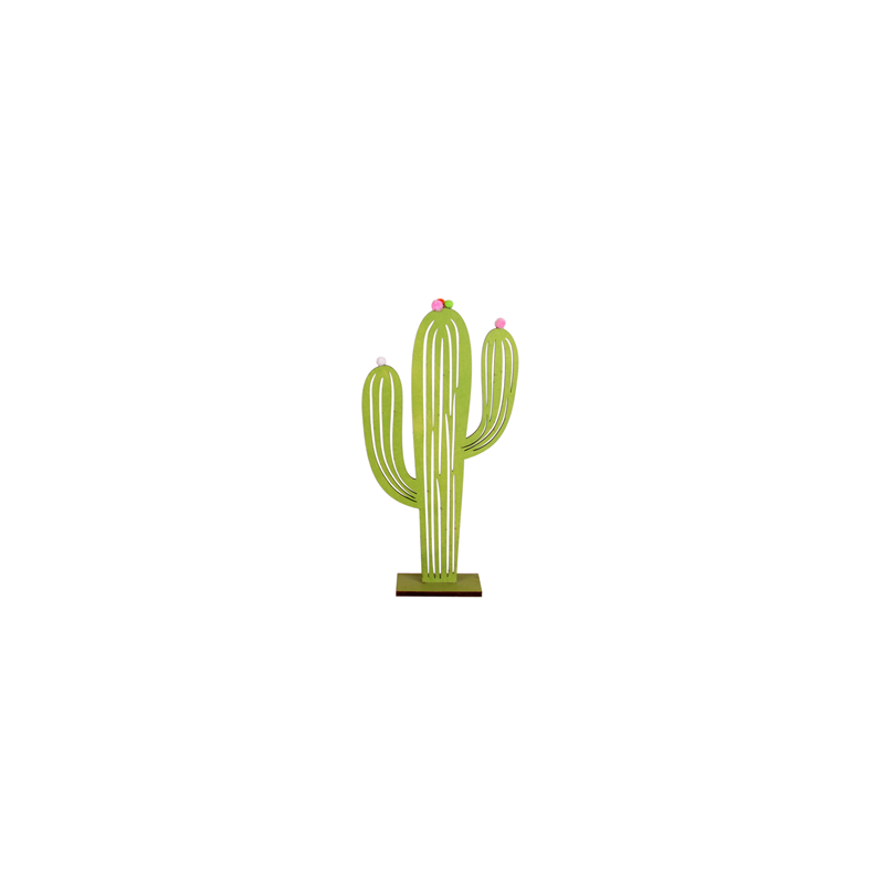 Cactus sur pied en feutre et bois  - Haut 30cm