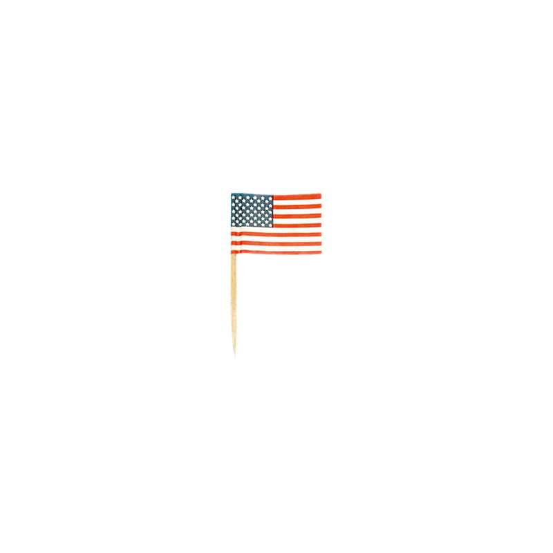 Drapeaux mini USA x50 papier - 3.5 x 2.5cm (pic en bois de 6.5cm)