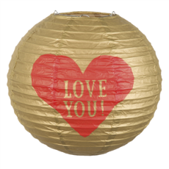 Lampion doré Love You papier - Diam. 25cm