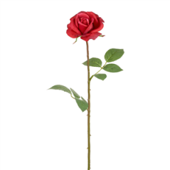 Rose rouge sur tige tissu et pvc - 65 cm