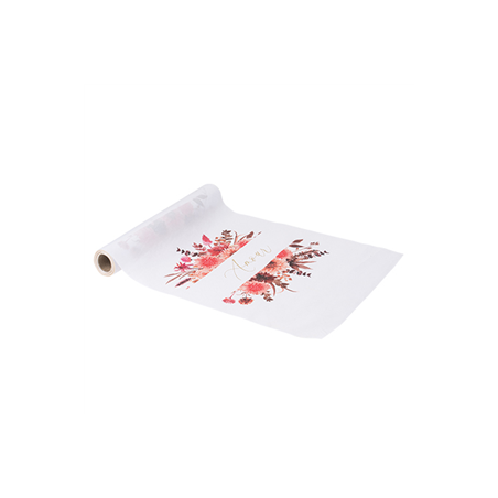 Chemin de table Amour tissu rose et Or 28cm x 5m