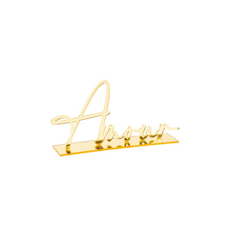 Déco sur socle Amour en Plexi Or 9,5 x 19,5 cm