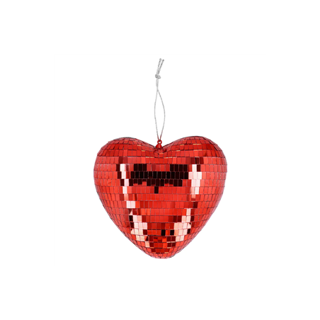Boule disco cœur rouge (19 cm)