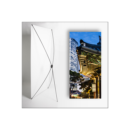 Kakemono Corée - 180 x 80 cm - Toile M1 avec structure X- Banner
