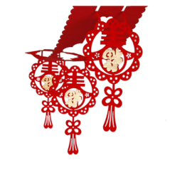 Suspension de symboles chinois a assembler - feutrine - long: 300 cm