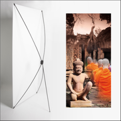 Kakemono Asie Statuette - 180 x 80 cm - Toile M1 avec structure  X- Banner