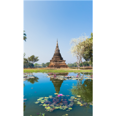 Kakemono Thailande Temple - 180 x 80 cm - Toile M1 avec structure X- Banner