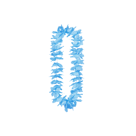 Lot de 12 colliers de fleurs bleu clair - tergal