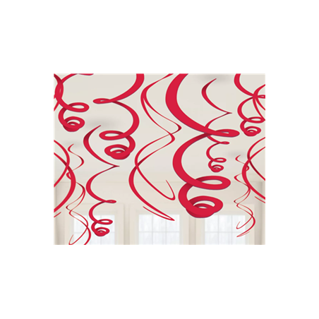 Lot de 6 tourbillons rouges pvc - Haut. 55cm