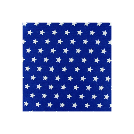 Tissu bleu étoiles blanches polyester - Larg. 160cm (vendu au mètre)