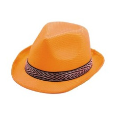 Chapeau Funky orange - Polyester / Taille Adulte - haut 13 cm diam 29 cm