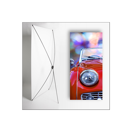 Kakemono Rouge capot  - 180 x 80 cm - Toile M1 avec structure  X- Banner