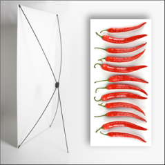 Kakemono Rouge Piment  - 180 x 80 cm - Toile M1 avec structure  X- Banner