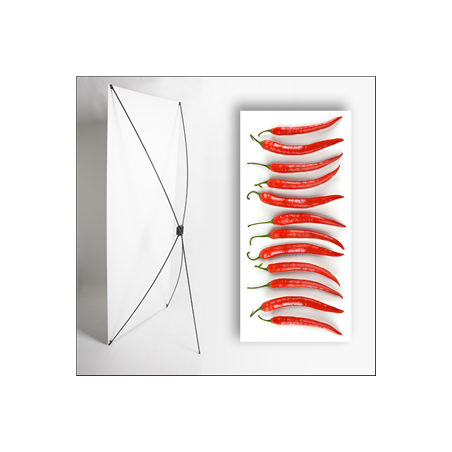 Kakemono Rouge Piment  - 180 x 80 cm - Toile M1 avec structure  X- Banner