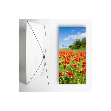 Kakemono Rouge Coquelicots - 180 x 80 cm - Toile M1 avec structure X- Banner