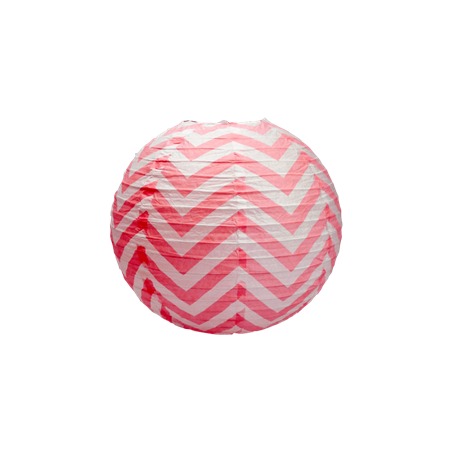 Lampion à chevron rouge papier - Diam. 35cm