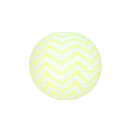 Lampion à chevrons jaunes papier - Diam. 35cm