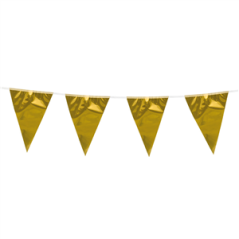 Guirlande de fanions métallisés OR - PLASTIQUELong. 10m