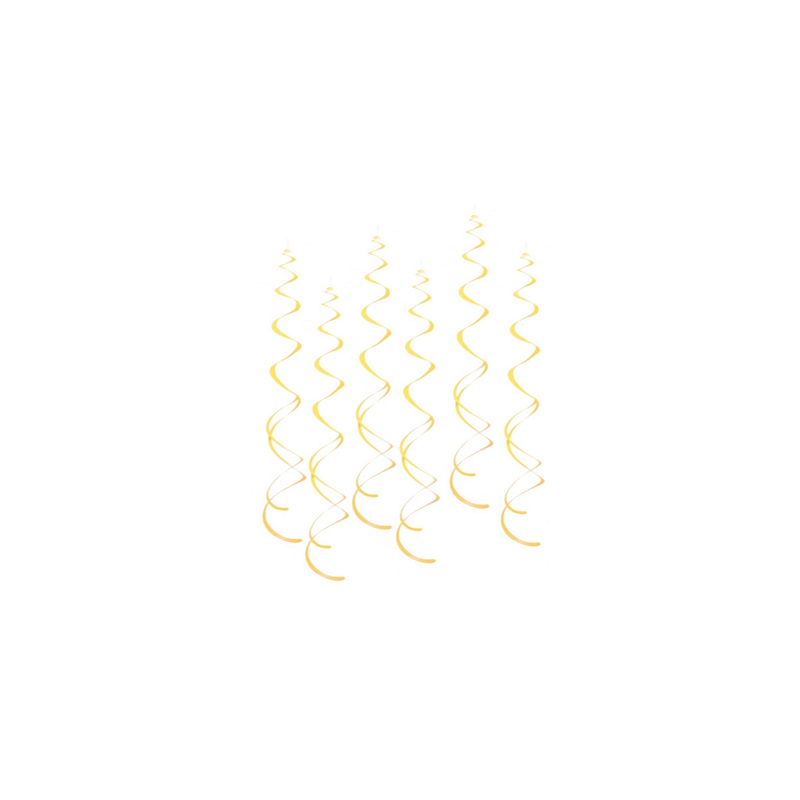 Lot de 6 tourbillons jaunes papier - Haut. 60cm