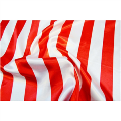 Tissu rayé rouge et blanc polyester - Larg. 160cm (vendu au mètre)