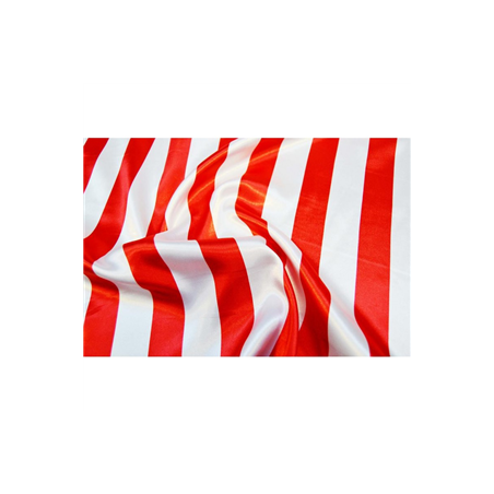 Tissu rayé rouge et blanc polyester - Larg. 160cm (vendu au mètre)