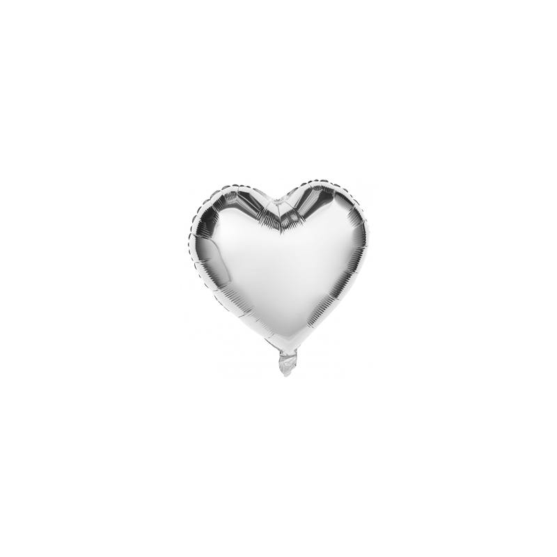 Ballon coeur argent métallisé - 45cm
