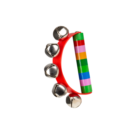 Tambourin à main (14 x 9 cm)  bois et métal