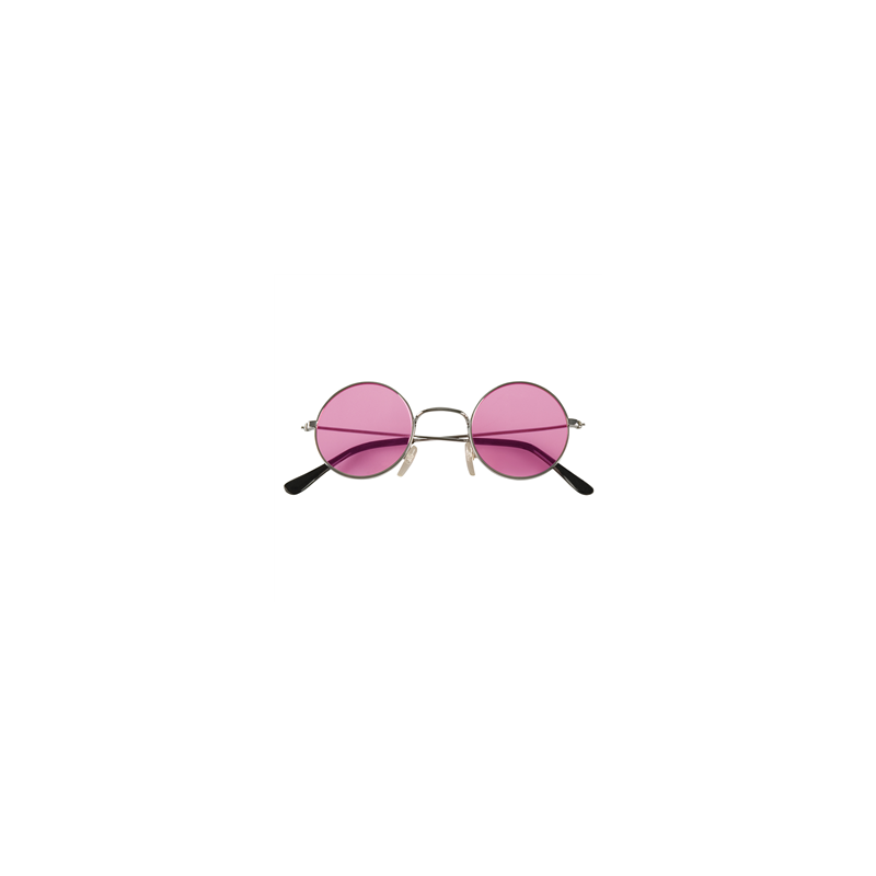 Paire de lunettes rondes verre rose en métal - Taille adulte