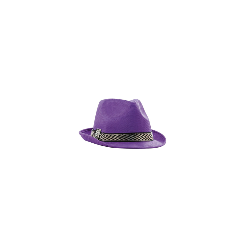 Chapeau Funky violet polyester - taille adulte - Haut. 13cm Diam. 29cm