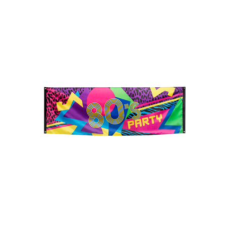 Bannière polyester '80's party' (74 x 220 cm)