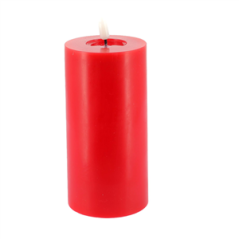 Bougie LED Cylindrique en Cire Rouge  Ø7x15cm - 2 Piles AA non incluses