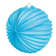 Lampion rond bleu clair papier - Diam. 23cm