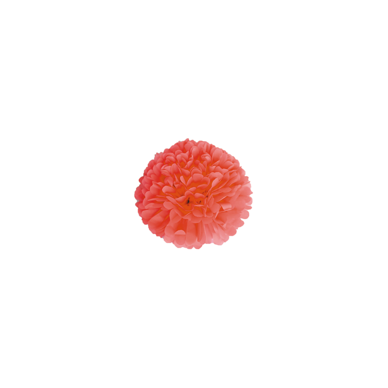 Pompon rose corail papier de soie - Diam. 40cm