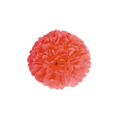 Pompon rose corail papier de soie - Diam. 40cm