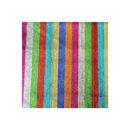 Tissu toile lurex rayures multicolores - Larg. 145cm (vendu au mètre)