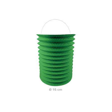 Lampion cylindrique vert papier - Diam. 16cm