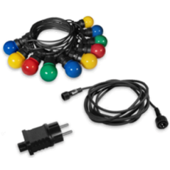 Guirlande Guinguette 10 Ampoules multicolores IP44 câble noir / Long. 10m