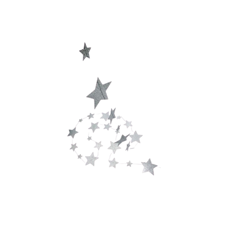 Guirlande de 45 Étoiles Papier Paillettes Argent 5m - Étoiles 4/7/10cm