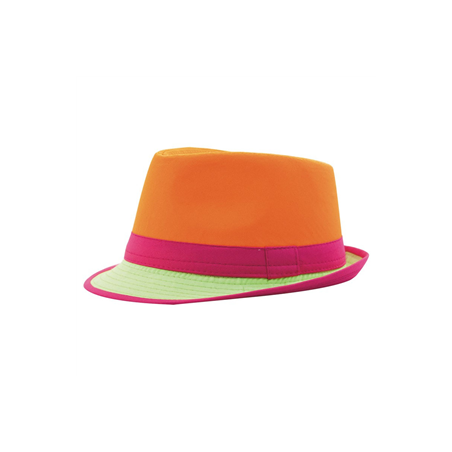 Chapeau fun fluo orange en tissu - Taille adulte