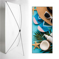 Kakemono Summer Plage Vacances - 180 x 80cm -Toile M1 avec structure X- Banner