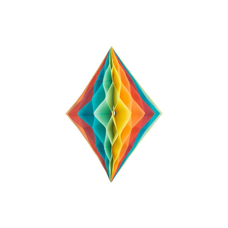 Losange alvéolé multicolore berlingot papier - 30 x 22cm