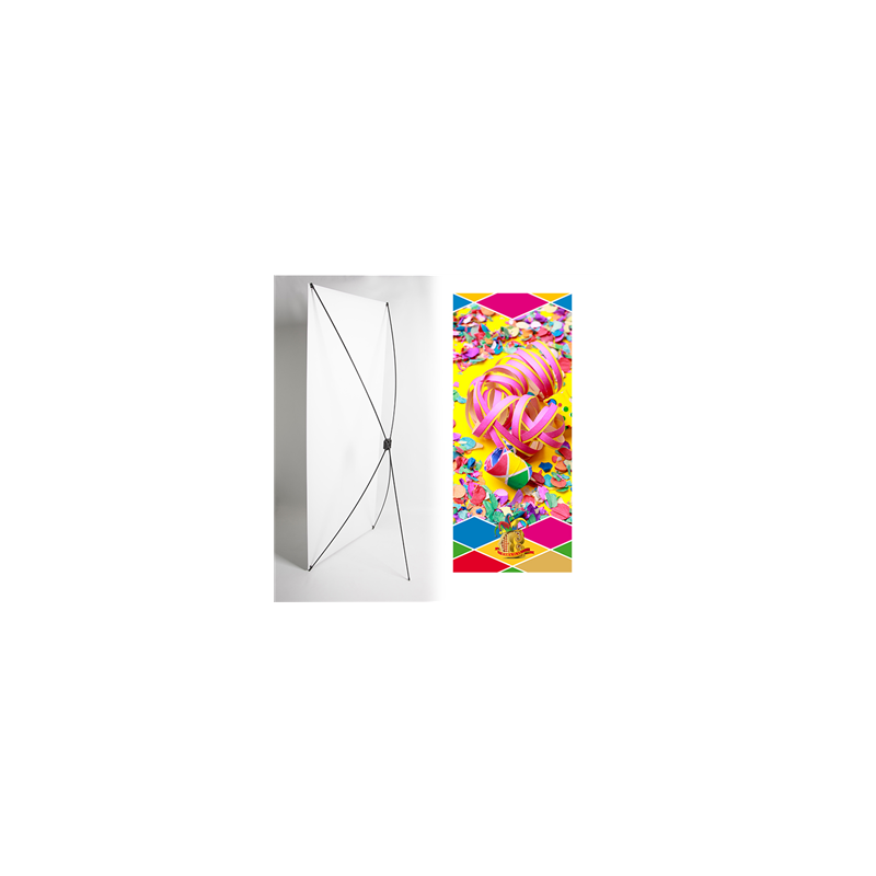 Kakemono cotillons carnaval - 180 x 80 cm - Toile M1 avec structure  X- Banner