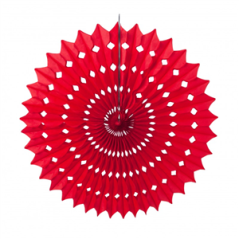 Éventail rouge papier - Diam. 20cm