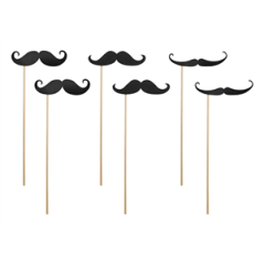 Lot de 6 Moustaches sur bâton, 24 cm env. (3 modèles) pour photobooth
