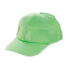 Casquette sequin vert néon - Taille adulte - Haut. 13 cm Diam. 27 cm