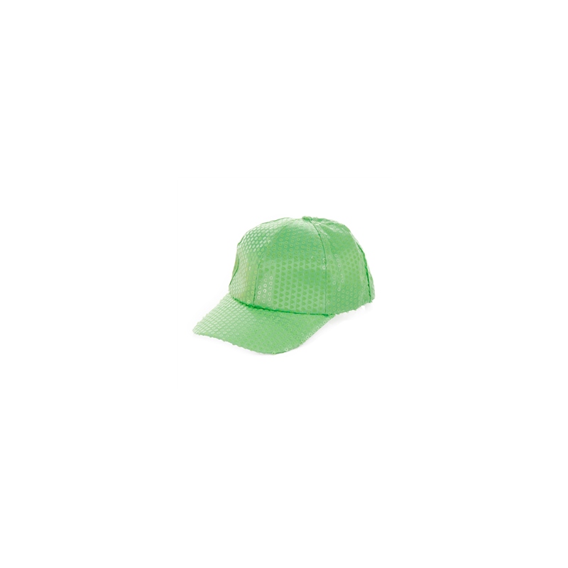 Casquette sequin vert néon - Taille adulte - Haut. 13 cm Diam. 27 cm
