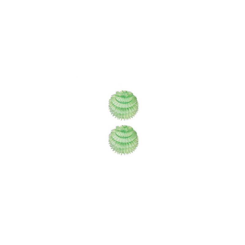 Lot de 2 boules alvéolées vert pastel papier - Diam. 15cm