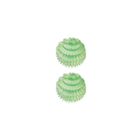Lot de 2 boules alvéolées vert pastel papier - Diam. 15cm