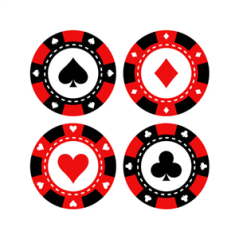 Lot de 4 Mobiles Casino Poker 29 cm en carton
