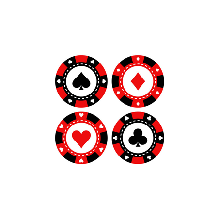 Lot de 4 Mobiles Casino Poker 29 cm en carton